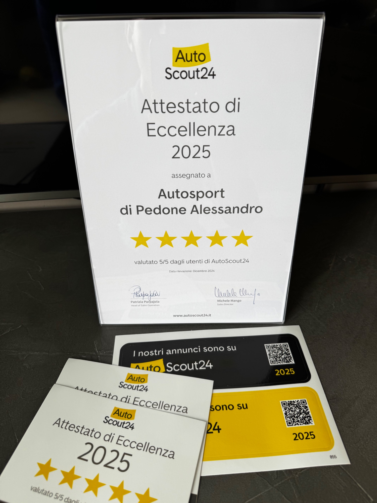 Attestato di Eccellenza AutoScout24 2025